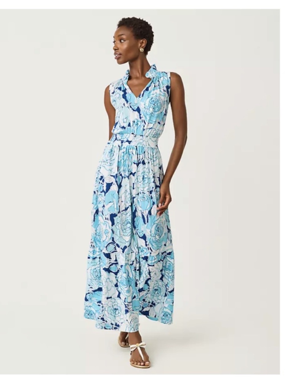 Lilly Pulitzer Amiria Maxi cotton Dress Capri Blue Rosanna NWT Size Small